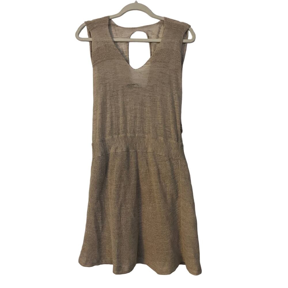 Sita Murt Tan Linen Blend Knit Sleeveless Dress Sz 40/6